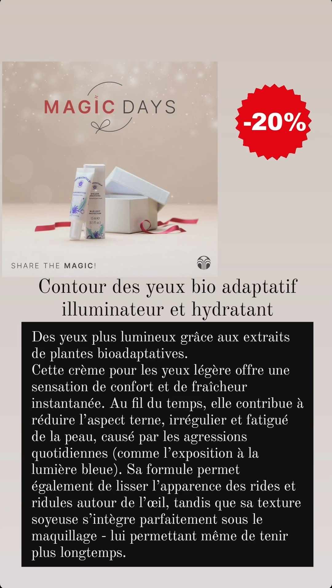 Contour des yeux illuminateur, hydratant, teinté et bio adaptatif