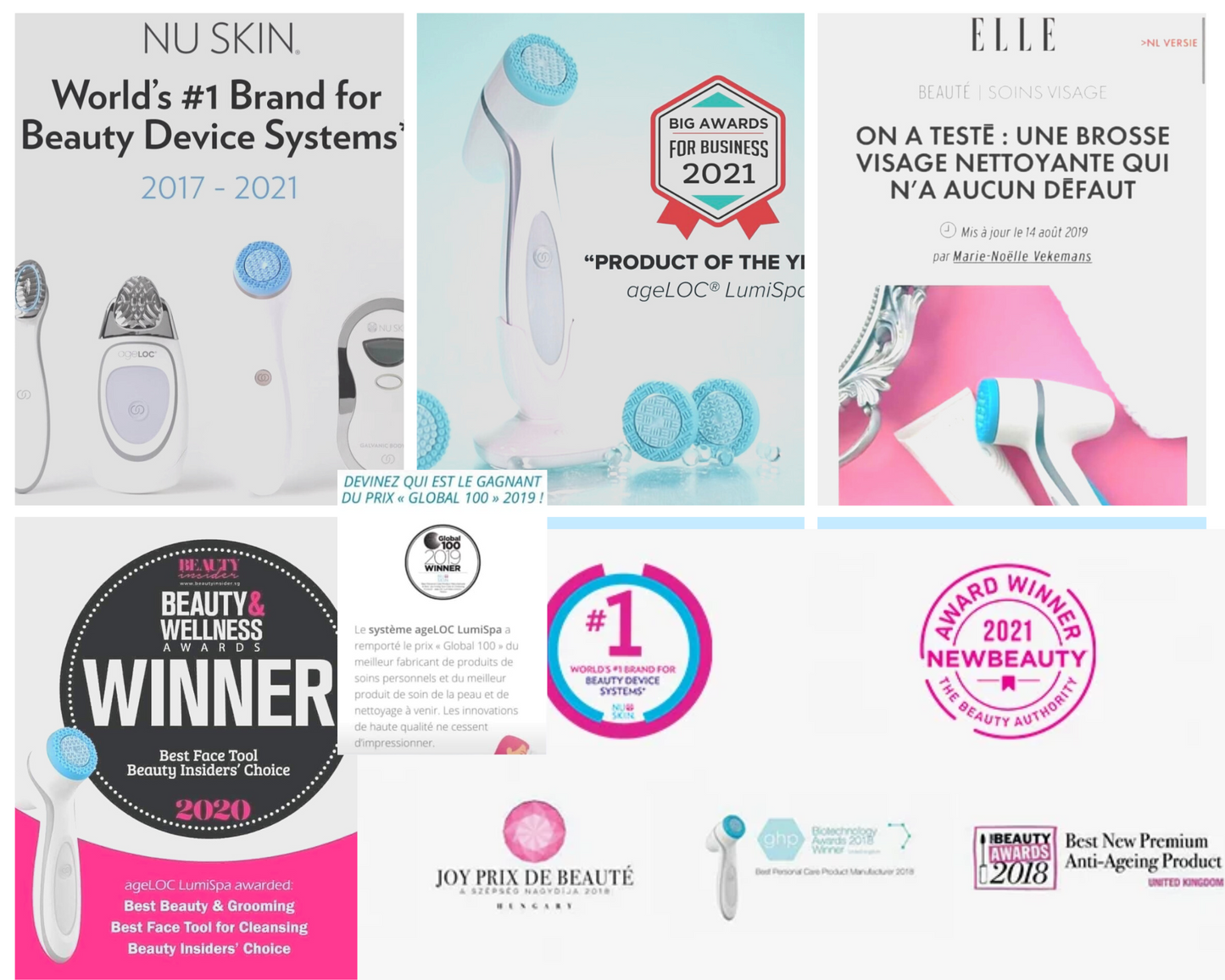 Brosse nettoyante anti-âge aux 7 bienfaits en 2 min connectée dernière génération bleue ou rose gold