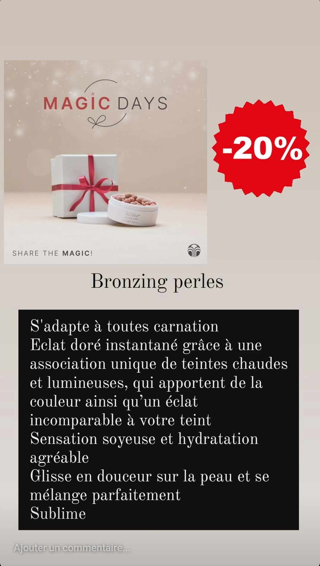 Perles bronzantes effet hâlé pour blush ou visage -20 % Magic Days